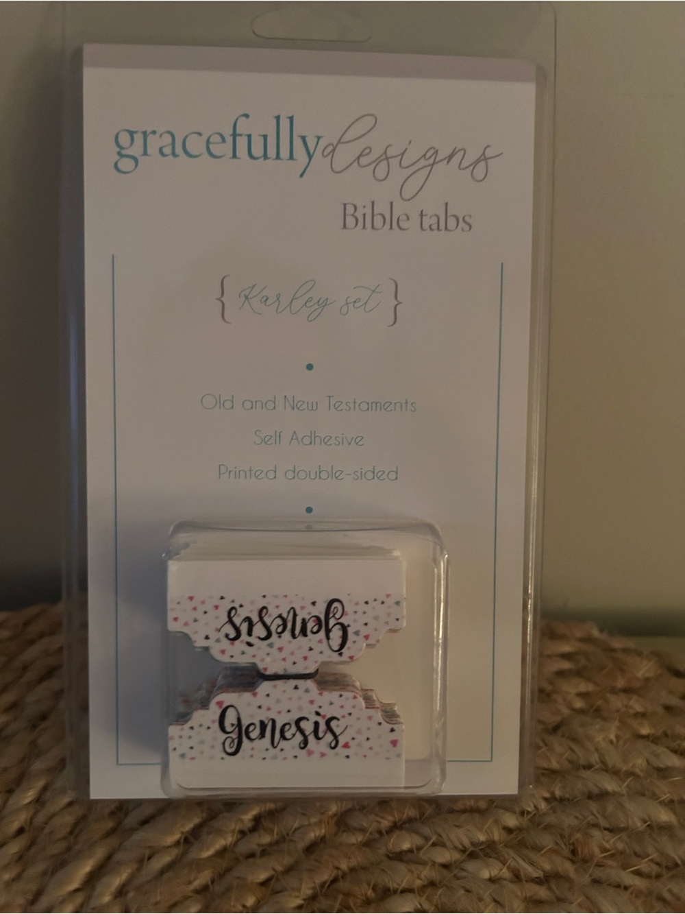 Karley Set Bible Tabs in White with Pink Accents